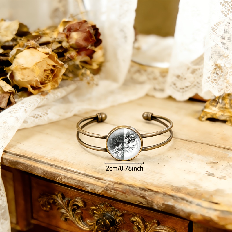 Antique Cyan Double-Layer Adjustable Open-End Bangle
